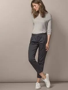 Cropped Chinos with Grey Knit Sweater