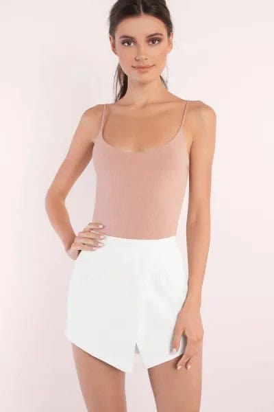 Pale Pink Scoop Neck Form Fitting Vest Top with Mini Skirt