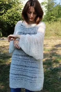 White Semi-Sheer Mohair Sweater Dress