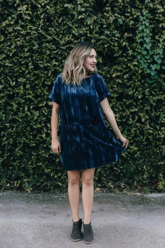 Blue Velvet Dress