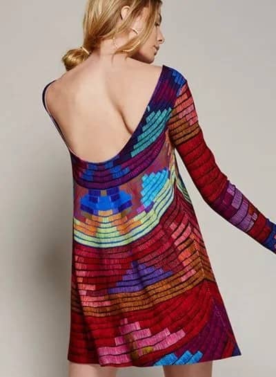 Colorful Boat Neck Dress