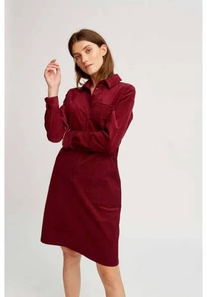 Brown Corduroy Shirt with Color Matching Pencil Skirt