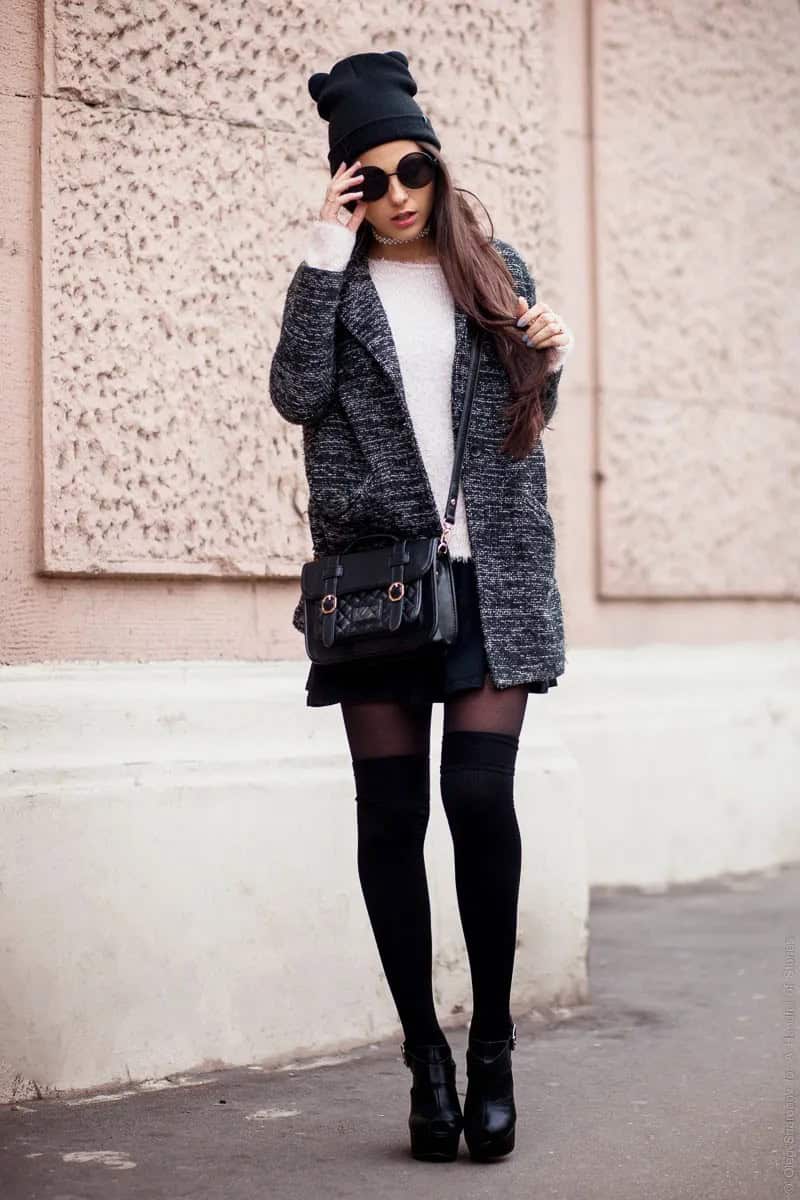 Tweed Blazer + High Socks