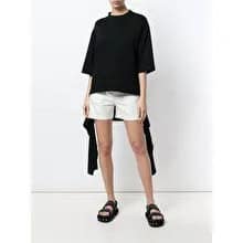 Black Oversized Tee with White Mini Cargo Shorts