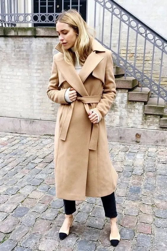 Camel Wool Wrap Coat