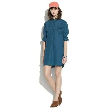 Dark Blue Unwashed Collar Tunic with Baseball Cap