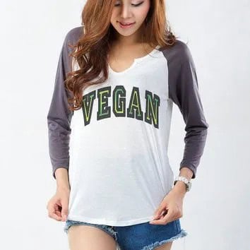 Grey and White Funny Long Sleeve Graphic Tee with Blue Denim Mini Shorts