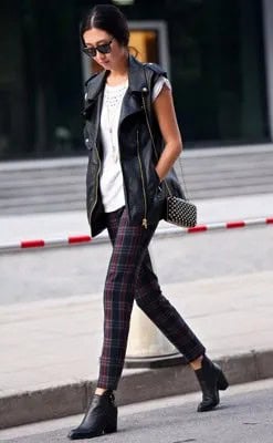 Wear with White Crochet Top & Plaid Skinny Pants