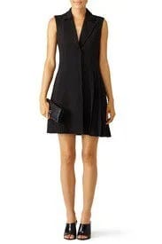 Black Fit and Flare Mini Vest Dress with Short Open Toe Leather Boots