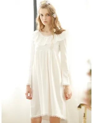 Ruffle Collar Long Sleeve Chemise Dress