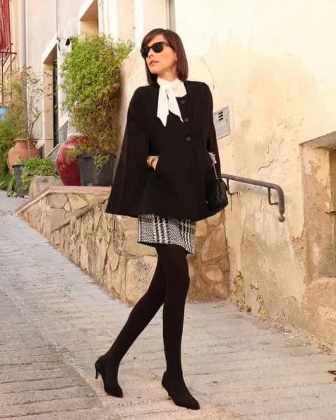 Wear with White Blouse & Crepe and Black Plaid Mini Skirt