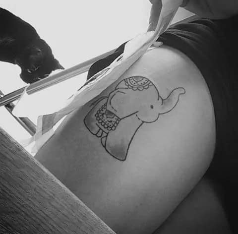 Cartoon Elephant Tattoo Design