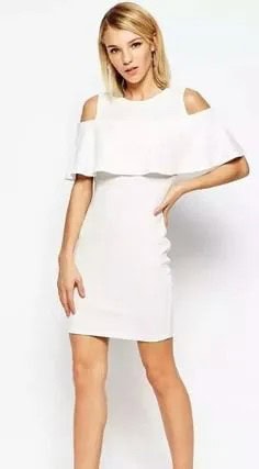 White Cold Shoulder Ruffle Mini Dress