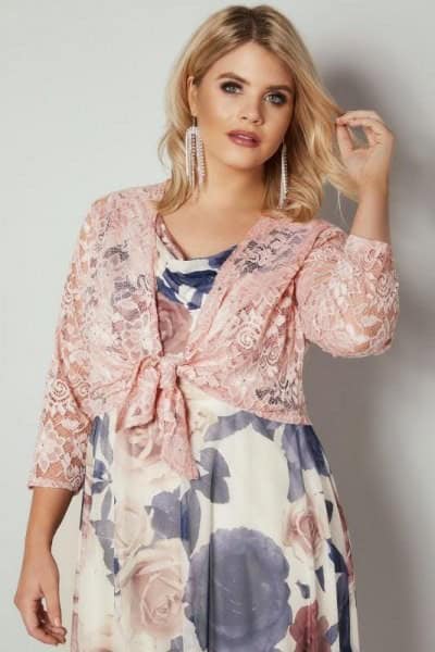 Pink Shrug with Floral Babydoll Dress