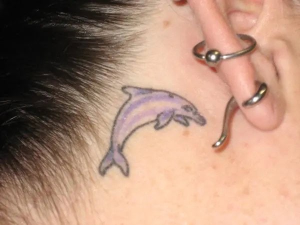 Dolphin Tattoo Behind Ear