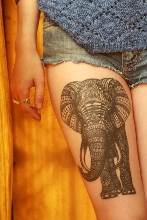 Decorated Elephant Tattoo Designs