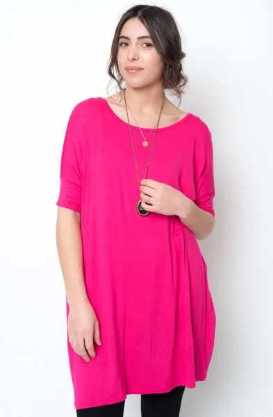 Hot Pink Summer Tunic with Black Leggings