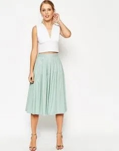 White Deep V Neck Sleeveless Crop Top with Grey Linen Skirt