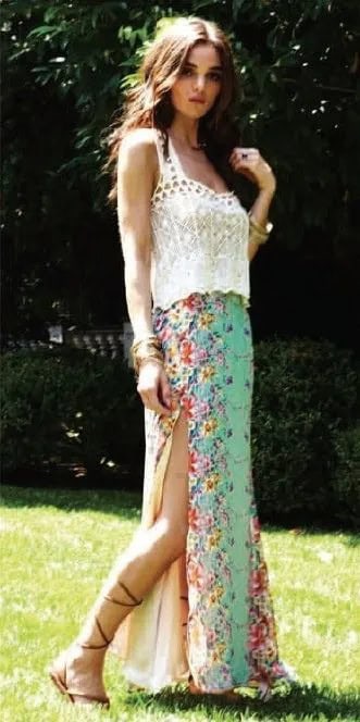 Boho maxi skirt outfits