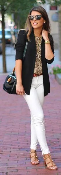 Wear with Black Blazer & White Skinny Jeans