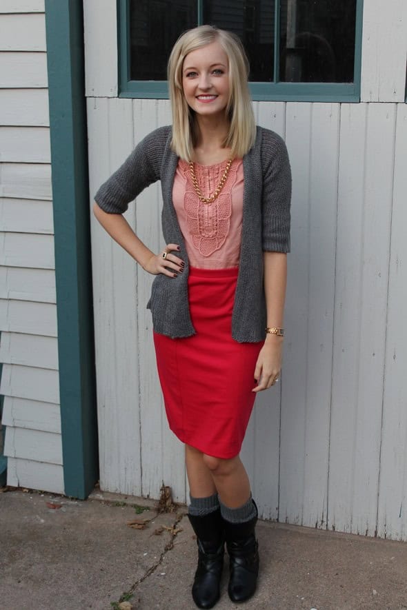 Pencil Skirt with Boots