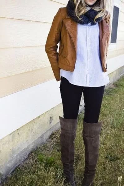 Wear with White Long Button Up Shirt & Boots