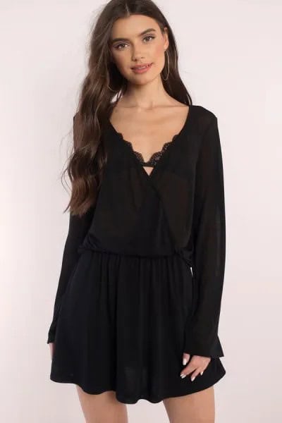 Deep V Neck Gathered Waist Mini Dress with Bralette