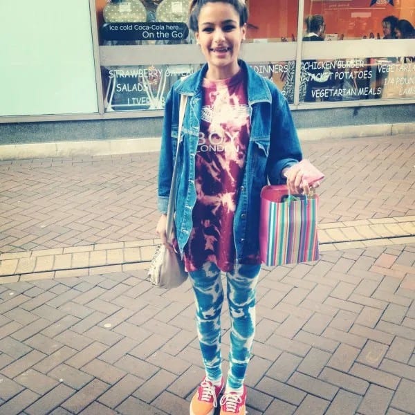 Blue Denim Jacket with Tie Dye Tee & Leggings