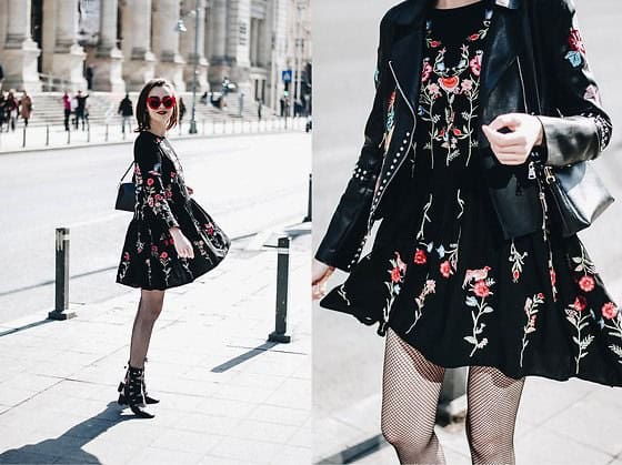 Wear with Embroidered Black Skater Dress