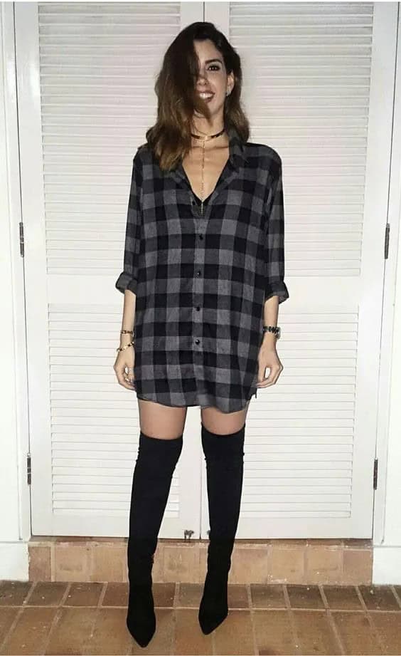 Black and Grey Flannel Dress