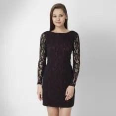 Black Long Sleeve Lace Mini Sheath Back Zipper Dress