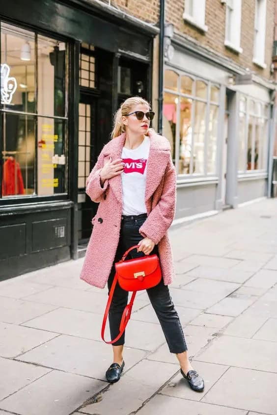 Red and Pink Boucle Coat