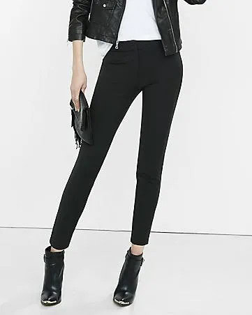 Black Skinny Dress Pants with Leather Jacket