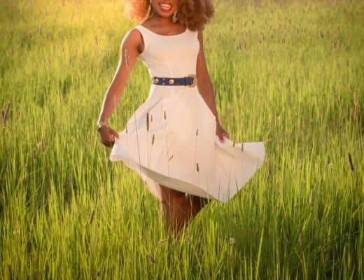 White Tank Midi Flared Dress with Dark Blue Leather Belt