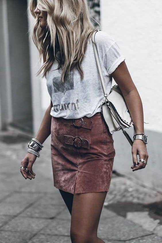 Blush Pink Suede Skirt