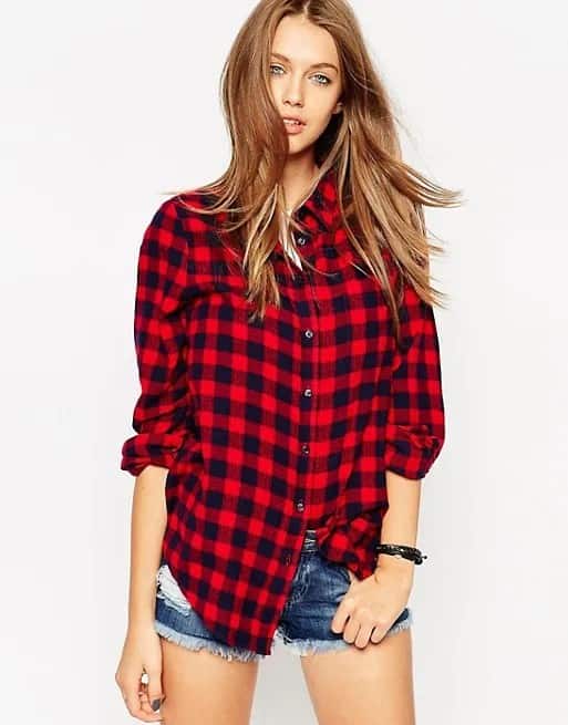 Wear Boyfriend Checked Shirt with Denim Shorts