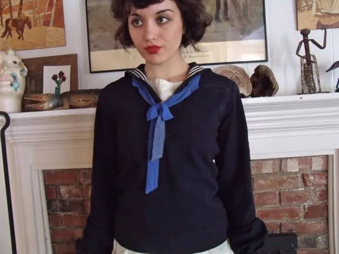 Black Sailor Shirt with Blue Ribbon Bow