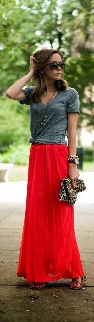 Casual maxi skirt outfits