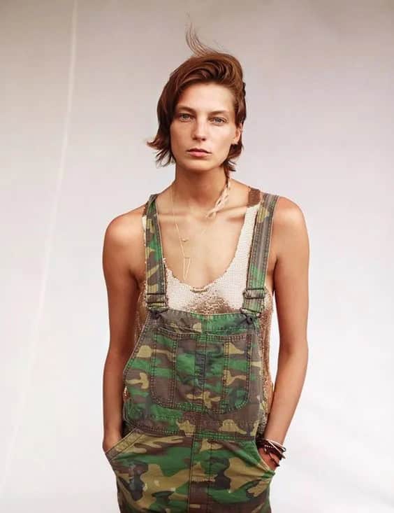 Camo Overalls with Knit Top