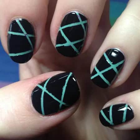 Line Patterned Cute Nail Designs for Short Nails