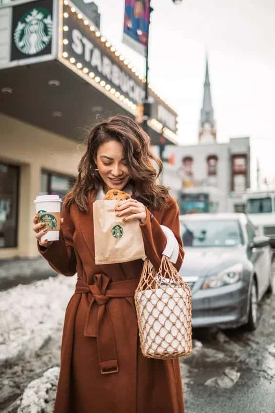 Brown Wool Wrap Coat