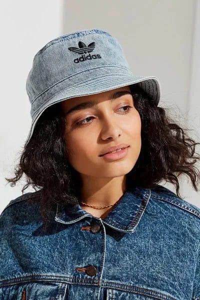 Light Blue Chambray Bucket Hat with Blue Denim Jacket