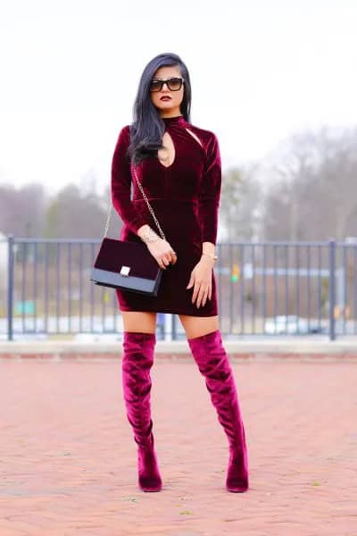 Wear with Burgundy Cutout Front Bodycon Mini Dress