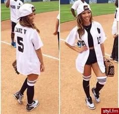 White Oversized Baseball Jersey Shirt with Black Crop Top & Mini Denim Shorts