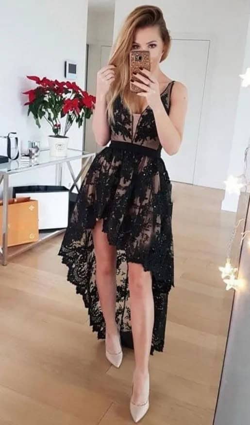 Black Lace and Nude Satin