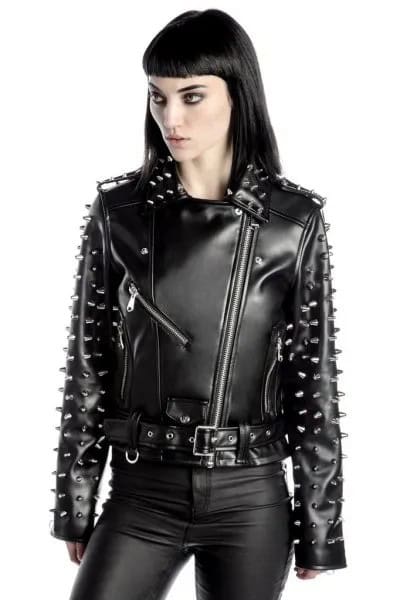 Spiked Moto Jacket with Leather Leggings