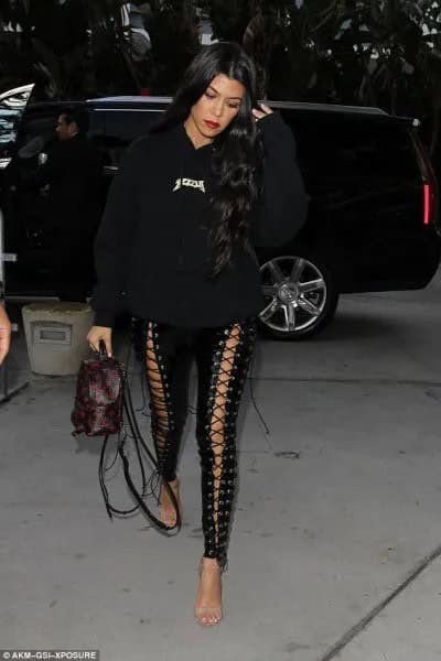 Graphic Hoodie with Black Lace Up Pants