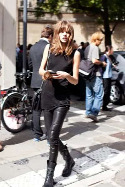 All Black with Sleeveless Tee & Leather Pants