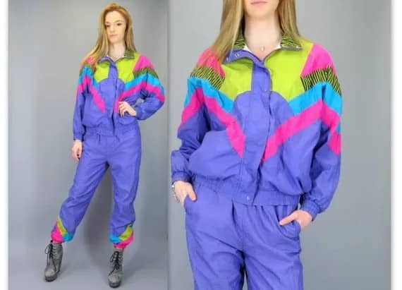 Yellow, Blue and Pink Vintage Windbreaker with Matching Running Pants