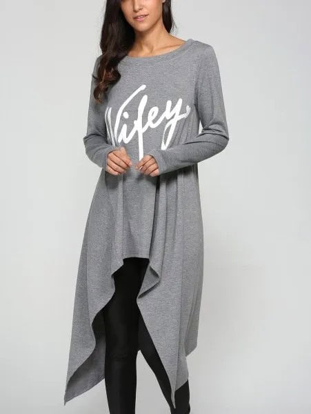 Grey Graphic Tunic Tee with Black Leggings